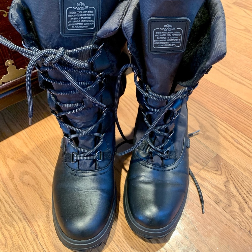 Coach Excellent Condition Black Leather/Nylon Boots - Picture 3 of 10